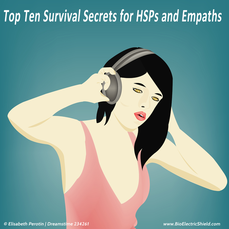 Top Ten Survivial Tips HSP and empaths -Life Hacks for HSPs woman with headphones to get quiet time in flight survival secrets and life hacks for HSPs